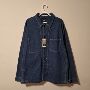UNIQLO STRIPED DENIM CHORE COAT